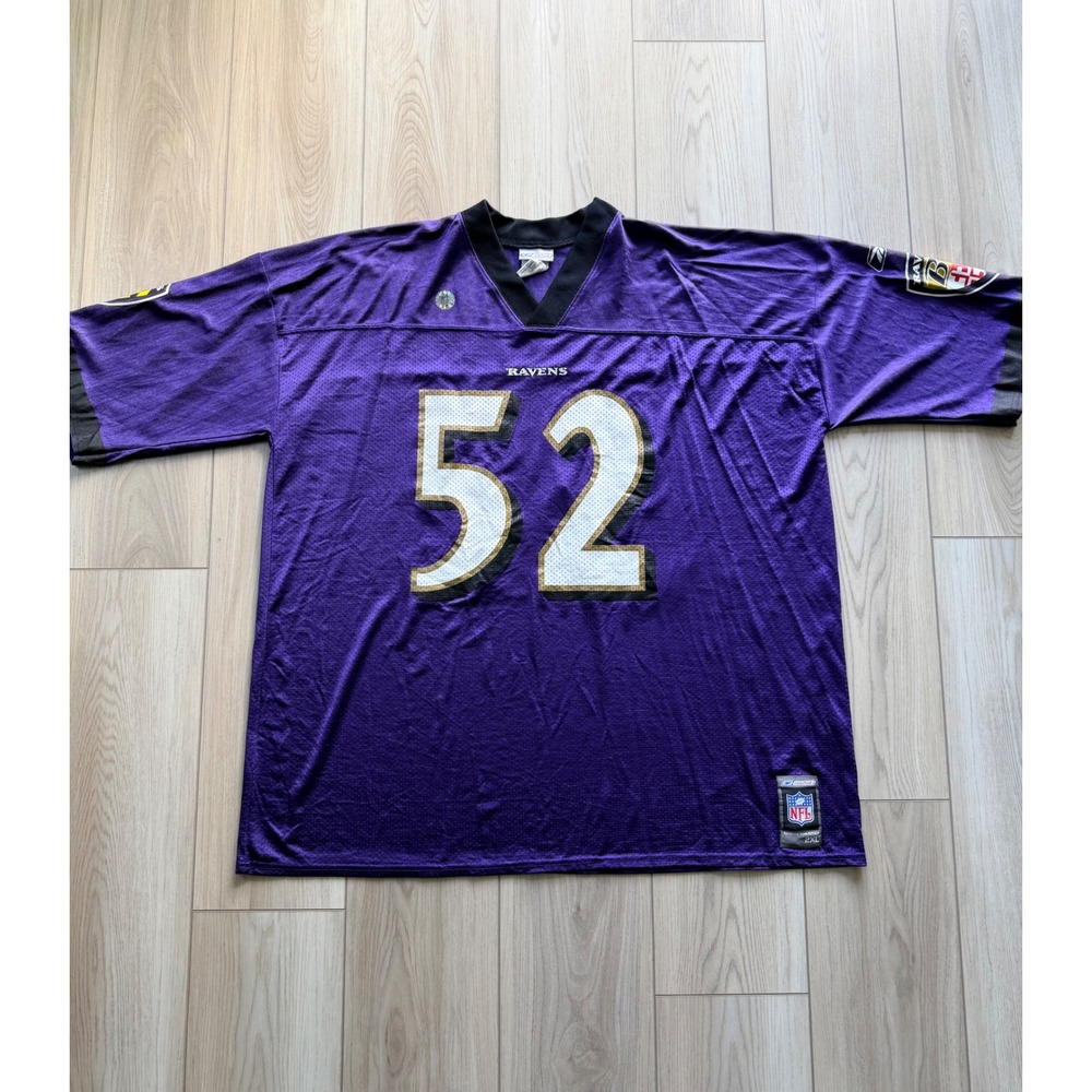 Vintage Reebok Baltimore Ravens Ray Lewis Jersey Mens 2XL Purple NFL 52
